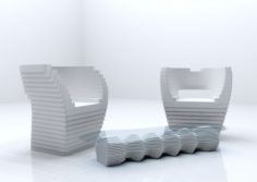 Parametric Chairs and coffee table 3D Model