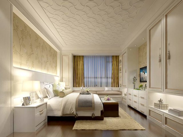 Stylish master bedroom design 61 3D Model