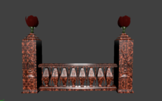 Balustrade – 5 Swords and Tulips for 3D games 3D Model