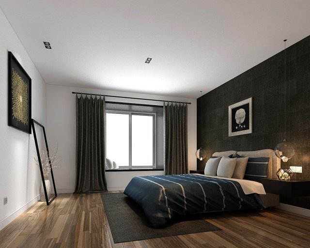 Stylish master bedroom design 24 3D Model