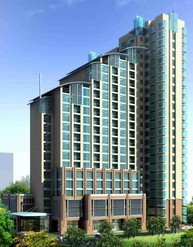 City office building construction avant-garde design hotel – 400 3D Model