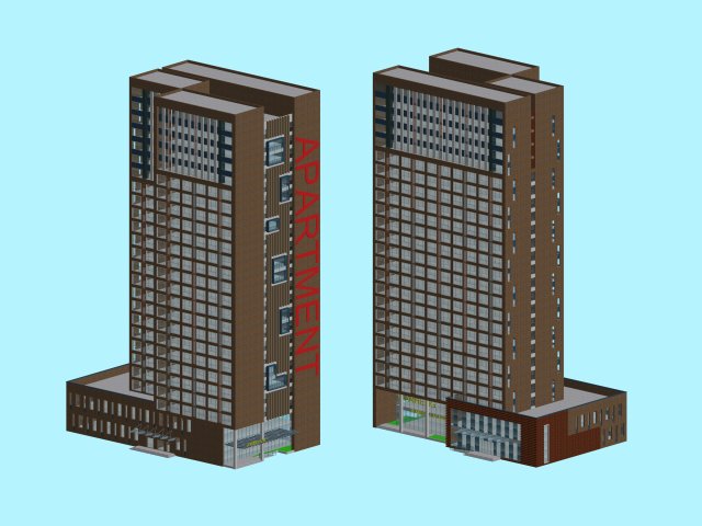 City office building construction avant-garde design hotel – 468 3D Model