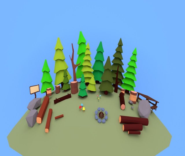 Small Forest models lowPoly 3D Model