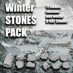 Winter rocks A Pack 3D Model