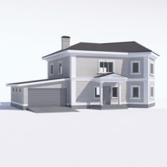Classic rustic house with a garage 3D Model