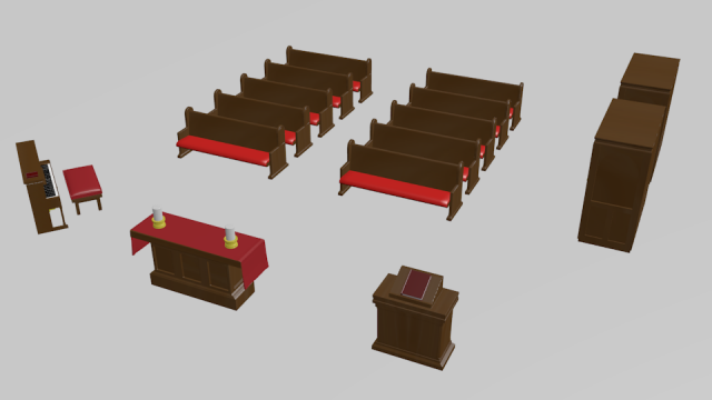 Low Detail Church Asset Pack 3D Model