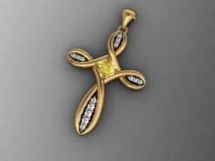 Jewelry cross necklace pendant 3D Model