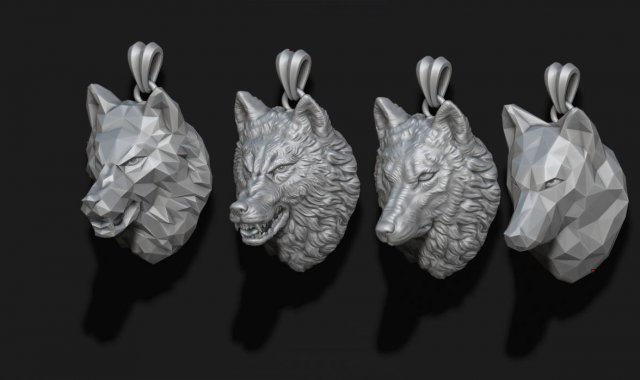 Wolf pendants pack 3D Model