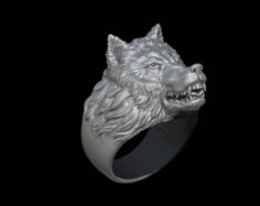 Angry wolf ring 3D Model
