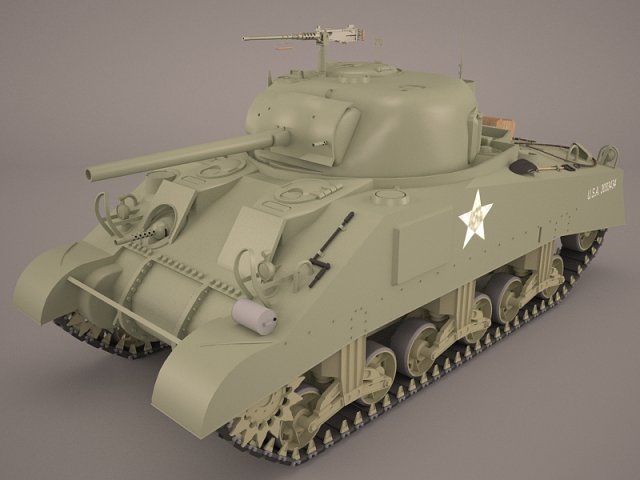 US World War II Medium Tank M4 Sherman 2 3D Model