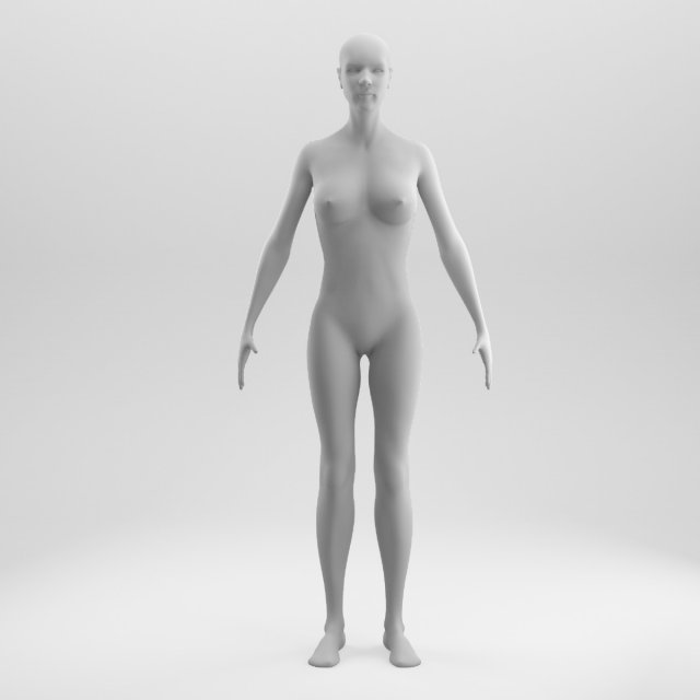 Rigged and Animated Female Base Mesh 3D Model