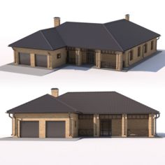 One-storey cottage with garage 3D Model