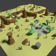 Low Poly Desert Environment Assets Pack 3D Model