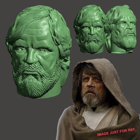 LAST JEDI OLD LUKE HEAD FOR FIGURES V1 3D Print Model