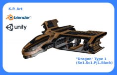 Space Ship Dragon Type 1 Se1-Sc1-PJ1-Black 3D Model