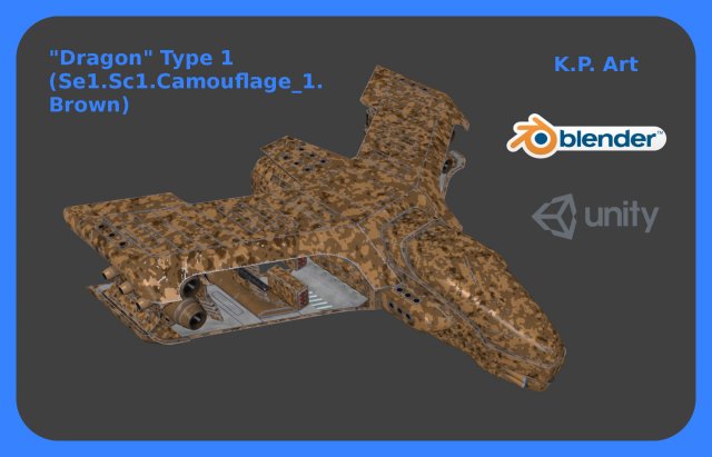 Space Ship Dragon Type 1 Se1-Sc1-Camouflage1-Brown 3D Model