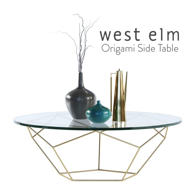 Western Elm Origami Table 30 inches 3D Model
