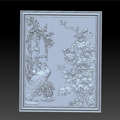 peacock and peony 3D Print Model