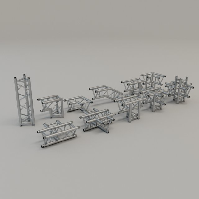 Triangular truss 30cm – corner set 3D Model