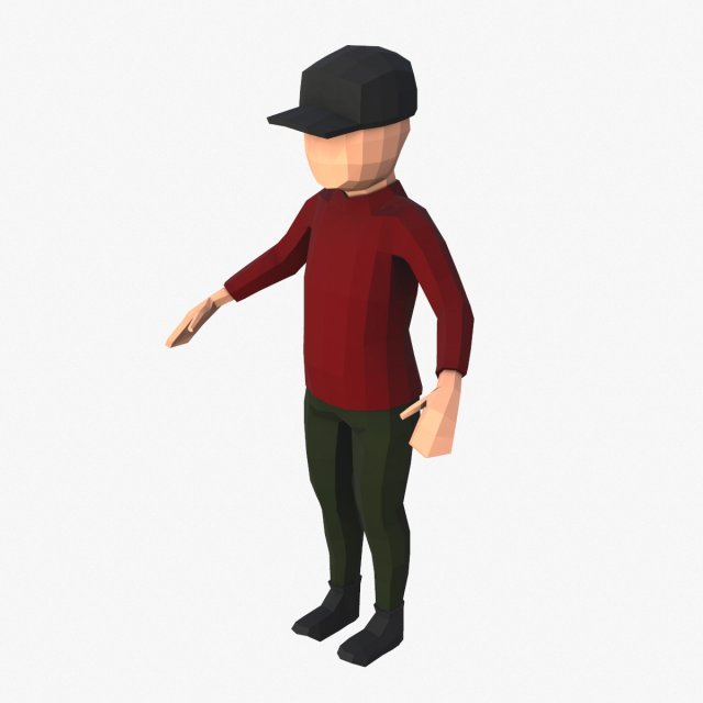 Boy in red shirt rigged 3D Model