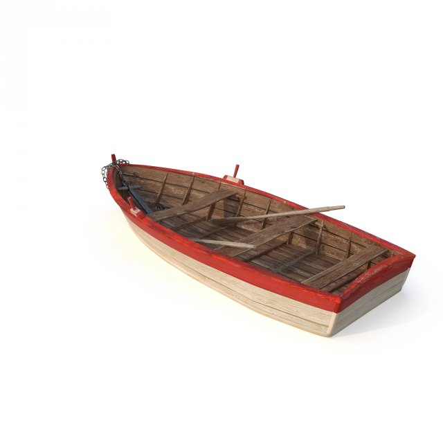 3D Old boat lost at sea 3D Model