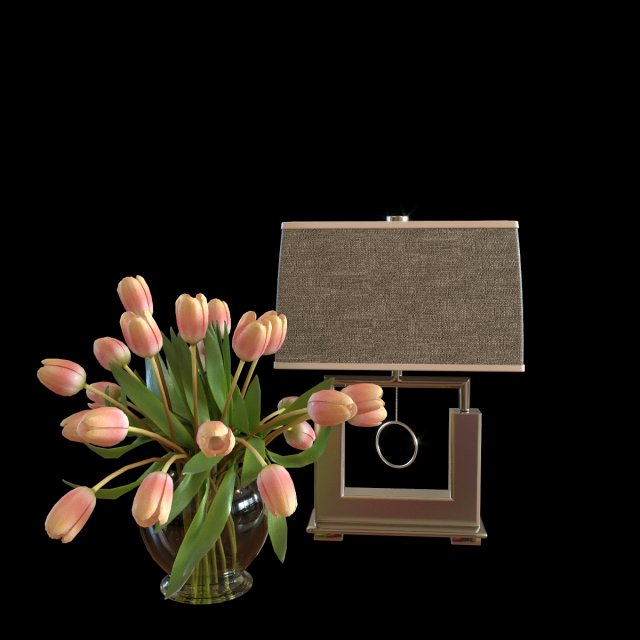 Flowers and a desk lamp171228 3D Model
