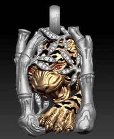 Jewellery tiger pendant 3D Model