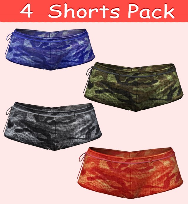 04 Sexy Army Shorts Pack 3D Model