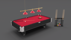 8 Ball Pool Table Setting Red 3D Model