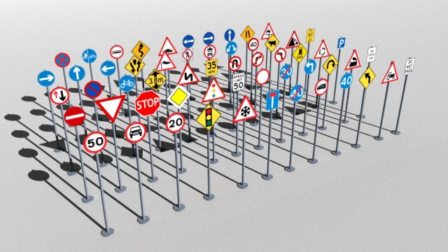 Traffic Signs Basic Package 3D Model