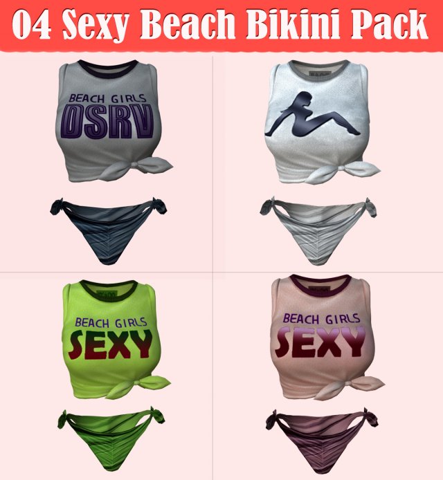 04 Sexy Beach Bikini Pack 3D Model