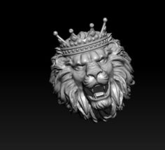 Lion ring with crown 3D Model