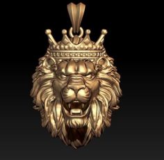 Lion necklace with crown 3D Model
