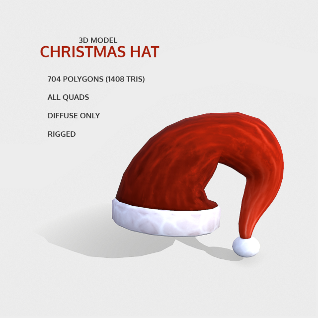 Free Hand-Painted Christmas Hat Free 3D Model