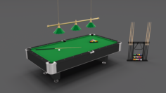 8 Ball Pool Table Setting 3D Model