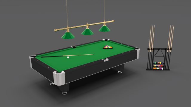 8 Ball Pool Table Setting 3D Model