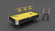 8 Ball Pool Table Setting Yellow 3D Model