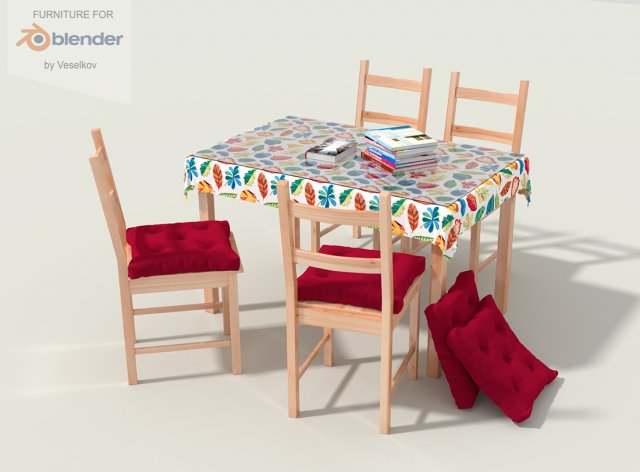 Chair set and table 3D Model