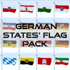 Animated German Flag Pack 3D Model