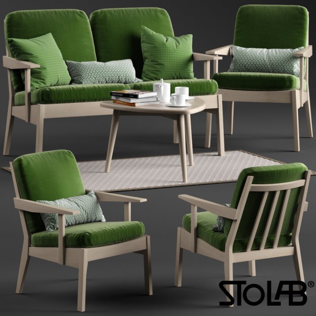 Stolab Oxford chair and sofa 3D Model