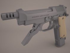 Pistol Beretta 93R with Buttstock 3D Model
