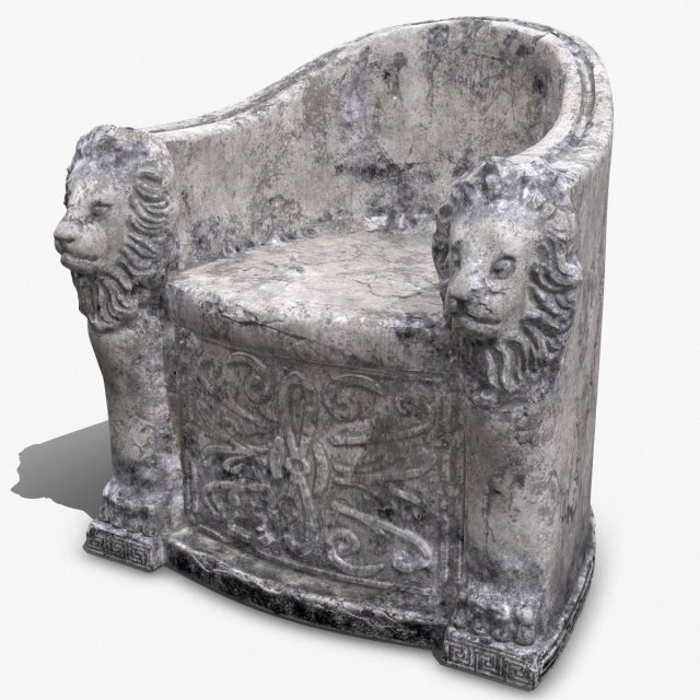 3D Roman Stone Chair High Poly 3D Model