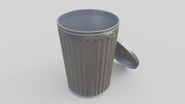 Dustbin 3 Textured 3D Model