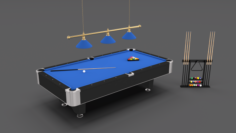 8 Ball Pool Table Setting Blue 3D Model
