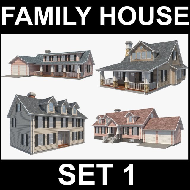 Family House Set1 3D Model