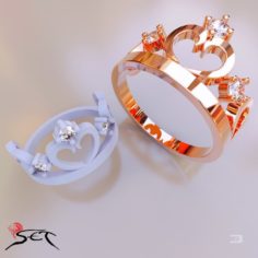 Gold crown ring 3D Model