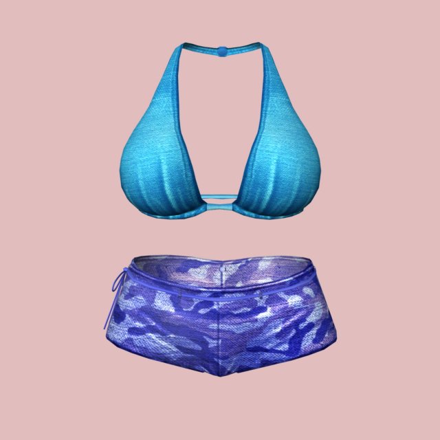 Sexy Blue Army Bikini 3D Model