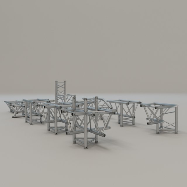 Triangular truss 40cm – corner set 3D Model