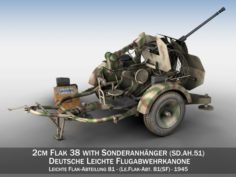 2cm Flak 38 with SDAH 51 – Trailer – FA81 3D Model