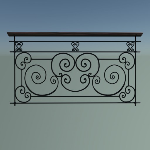 French Balcony Railing 2.						 Free 3D Model